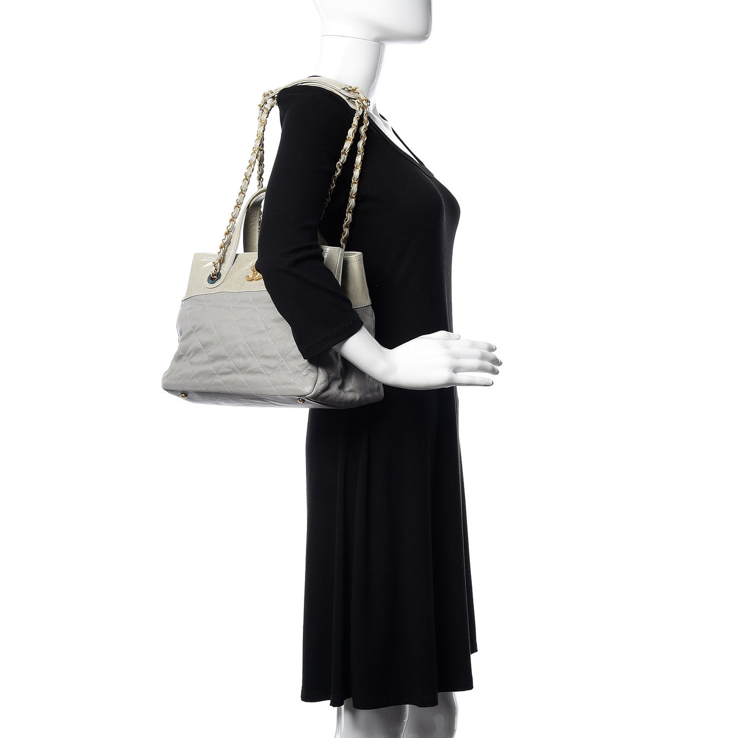 Calfskin Quilted Tote Light Grey