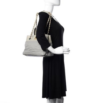 Chanel Calfskin Quilted Tote Light Grey 2 of 14