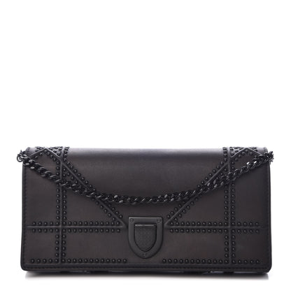 Christian Dior Ultra Matte Calfskin Studded Diorama Croisiere Chain Wallet Black 1 of 8