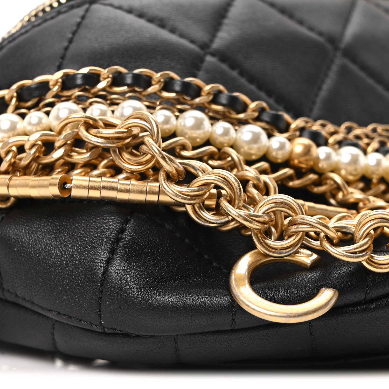 Chanel Lambskin Quilted All About Chains Waist Belt Bag Black 9 of 10