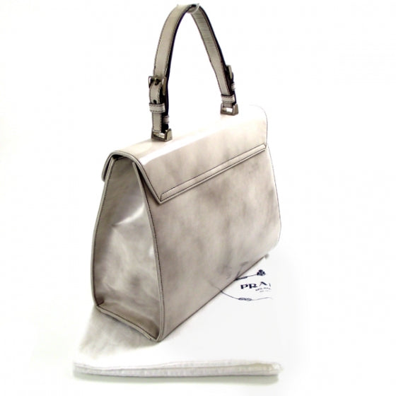 Leather Jacquard Logo Framed Handbag Grey