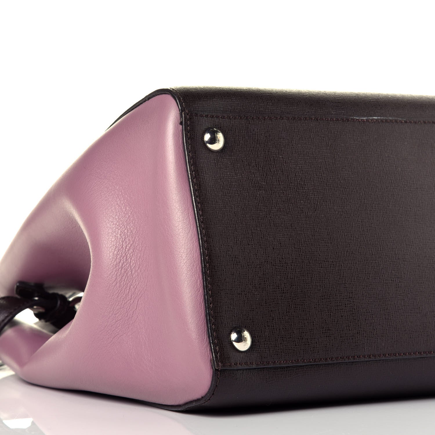 Fendi Vitello Elite Colorblock Regular 2Jours Tote Caffe Noir Bordeaux Glicine 9 of 11