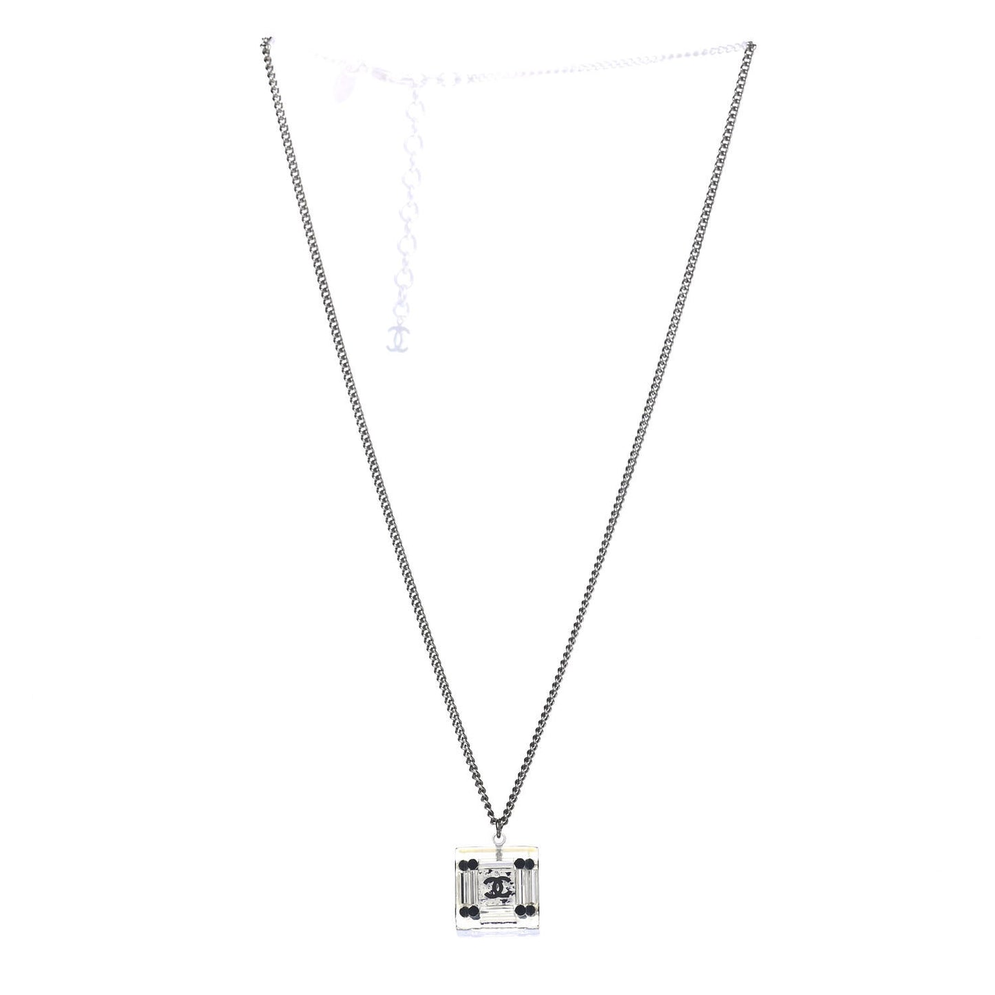 Lucite CC Square Charm Necklace
