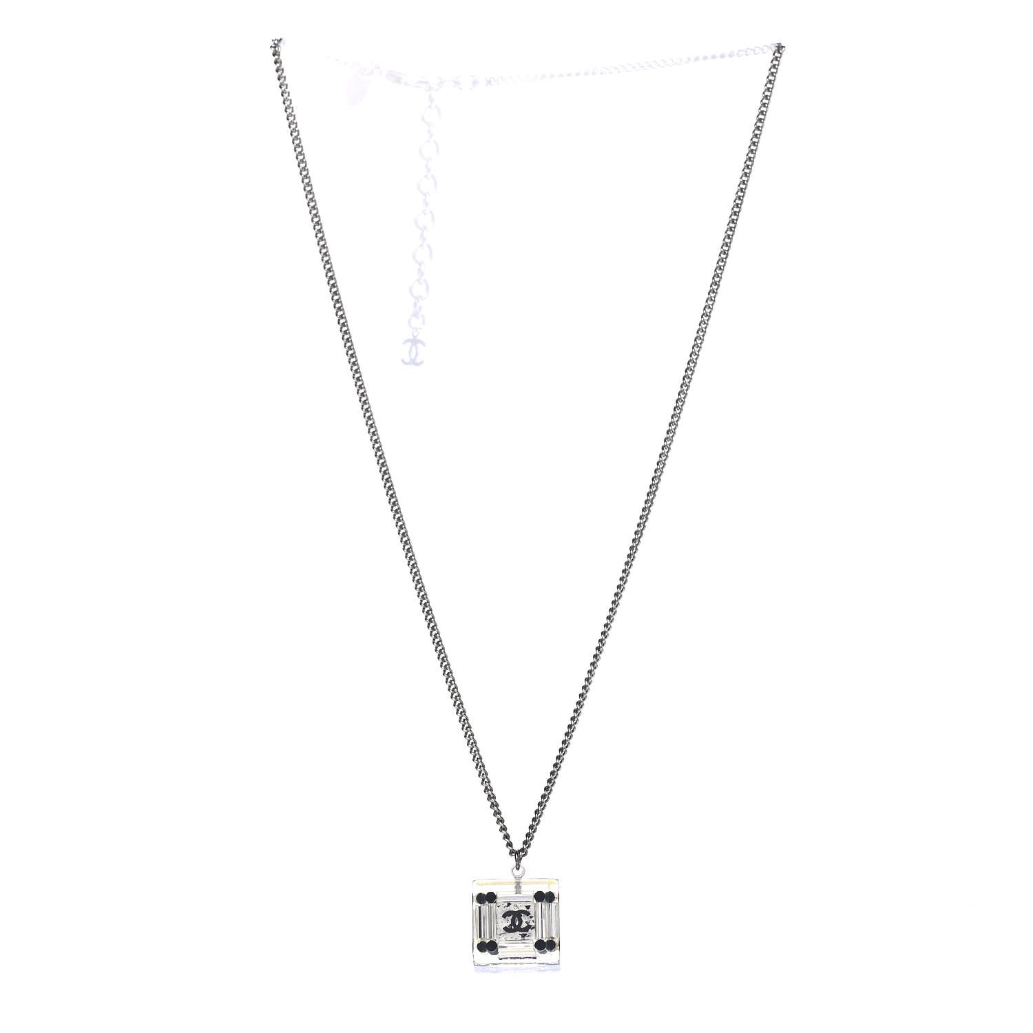 Chanel Lucite CC Square Charm Necklace 2 of 4