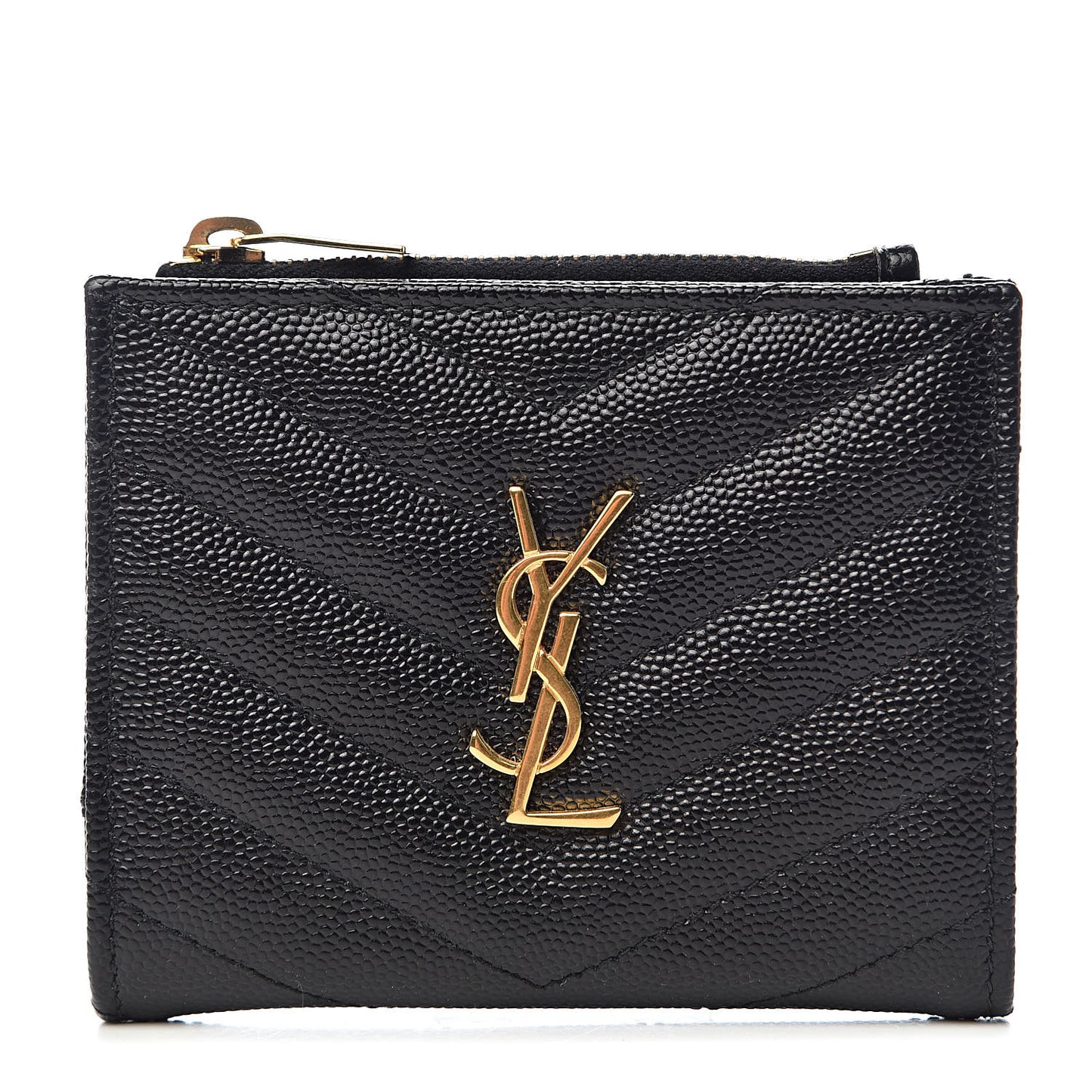 Grain De Poudre Matelasse Chevron Monogram Zipped Card Case Black