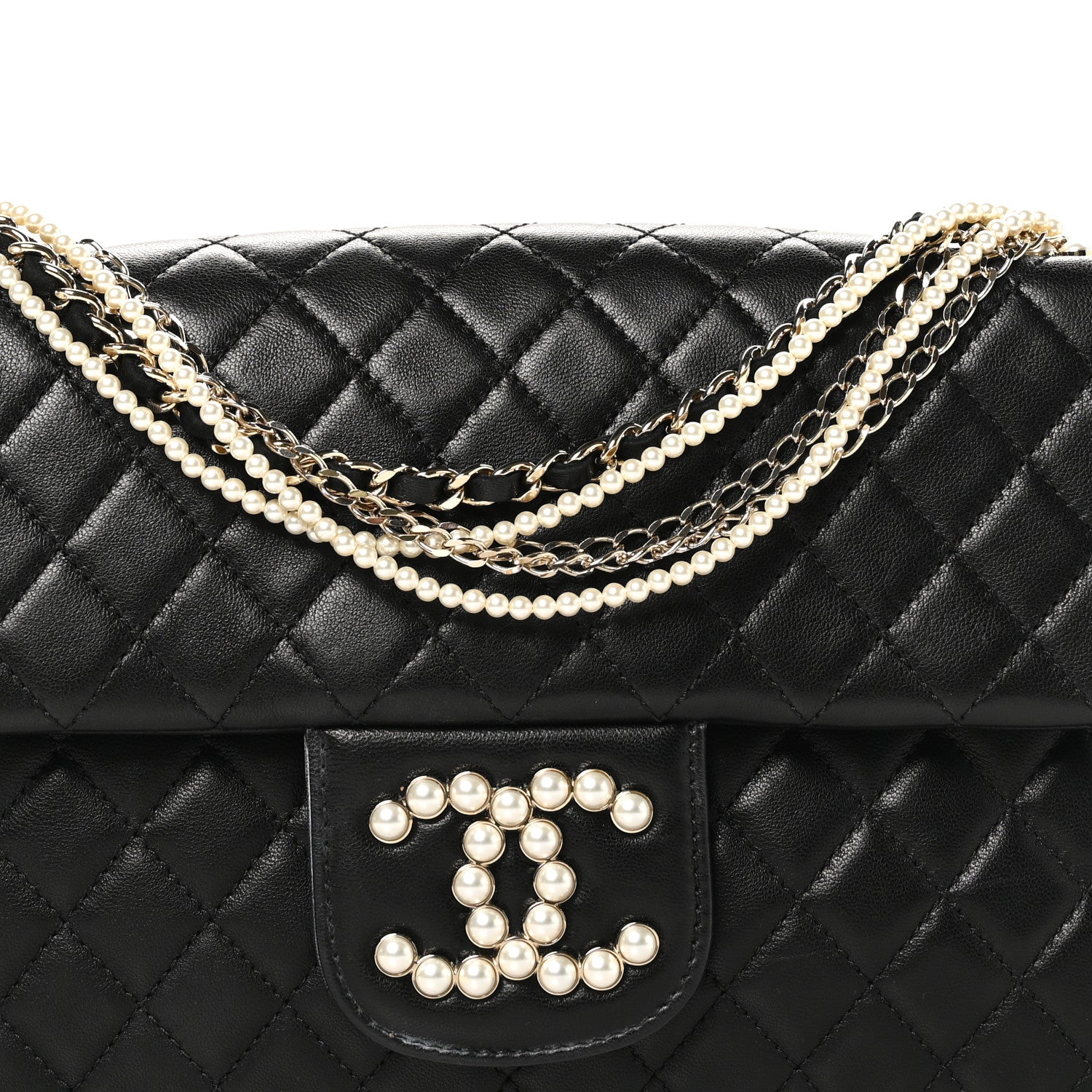Chanel Lambskin Quilted Medium Westminster Pearl Black 8 of 10