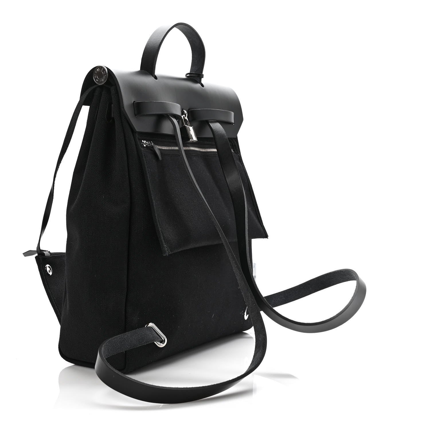 Hermes Military Toile Vache Hunter Herbag a Dos Zip Retourne Backpack Black 3 of 9