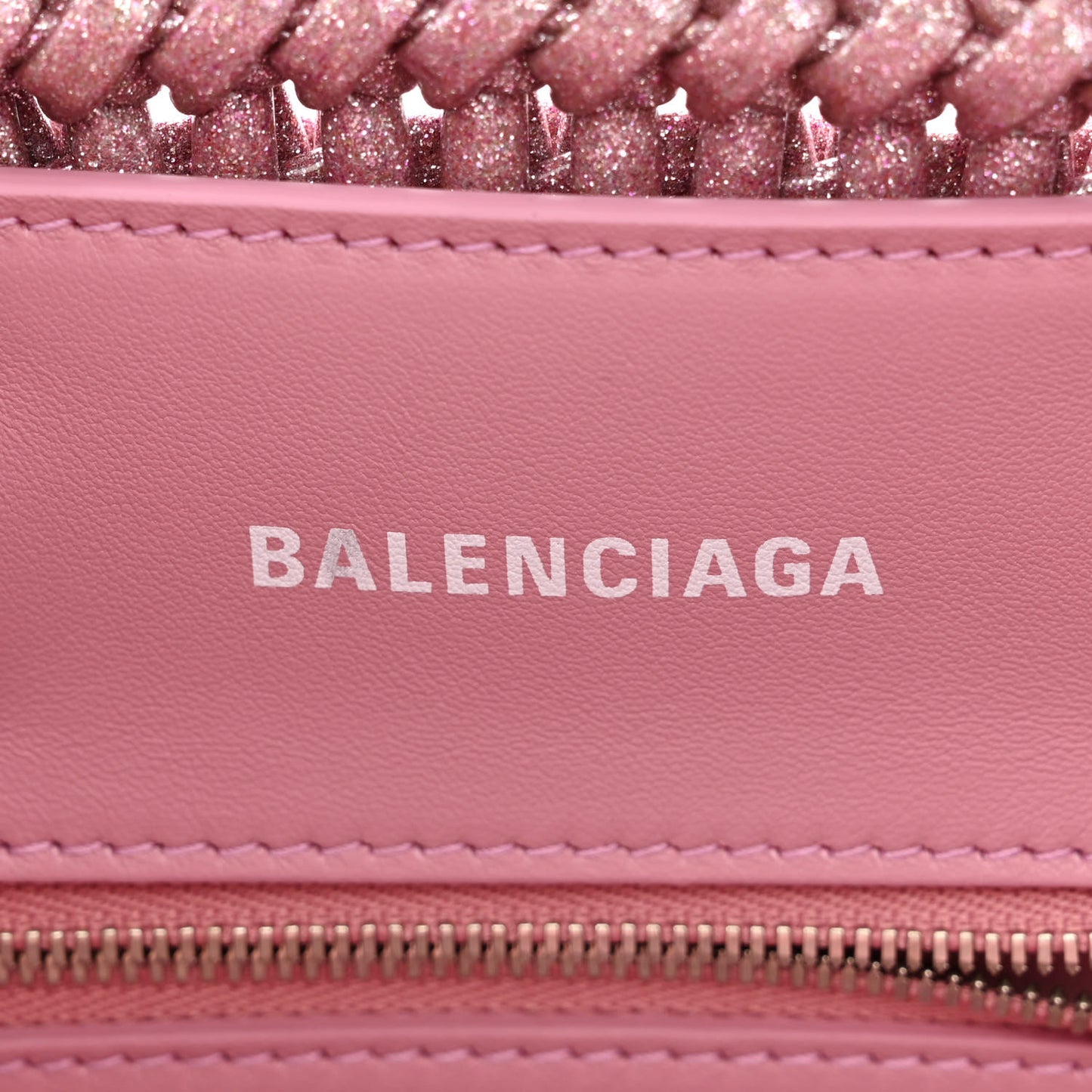 Glitter Faux Calfskin XXS Bistro Basket Pink
