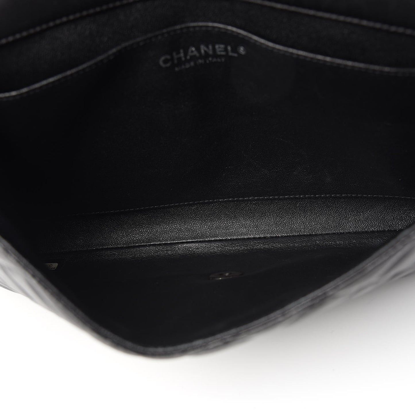 Lambskin Quilted Clutch With Chain Flap Black