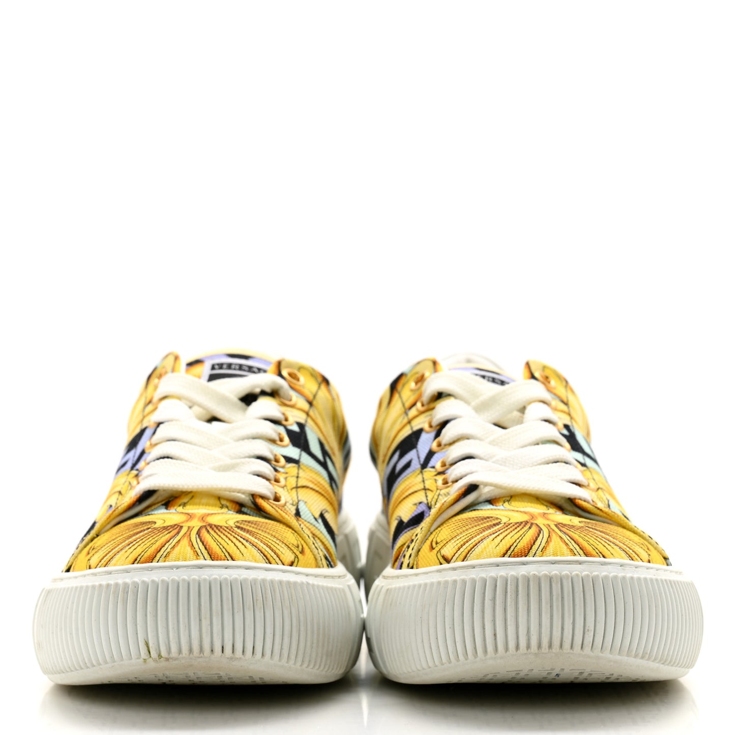 X FENDI Fabric FF Baroque Womens Fendace Greca Sneakers 39.5 Gold Multicolor