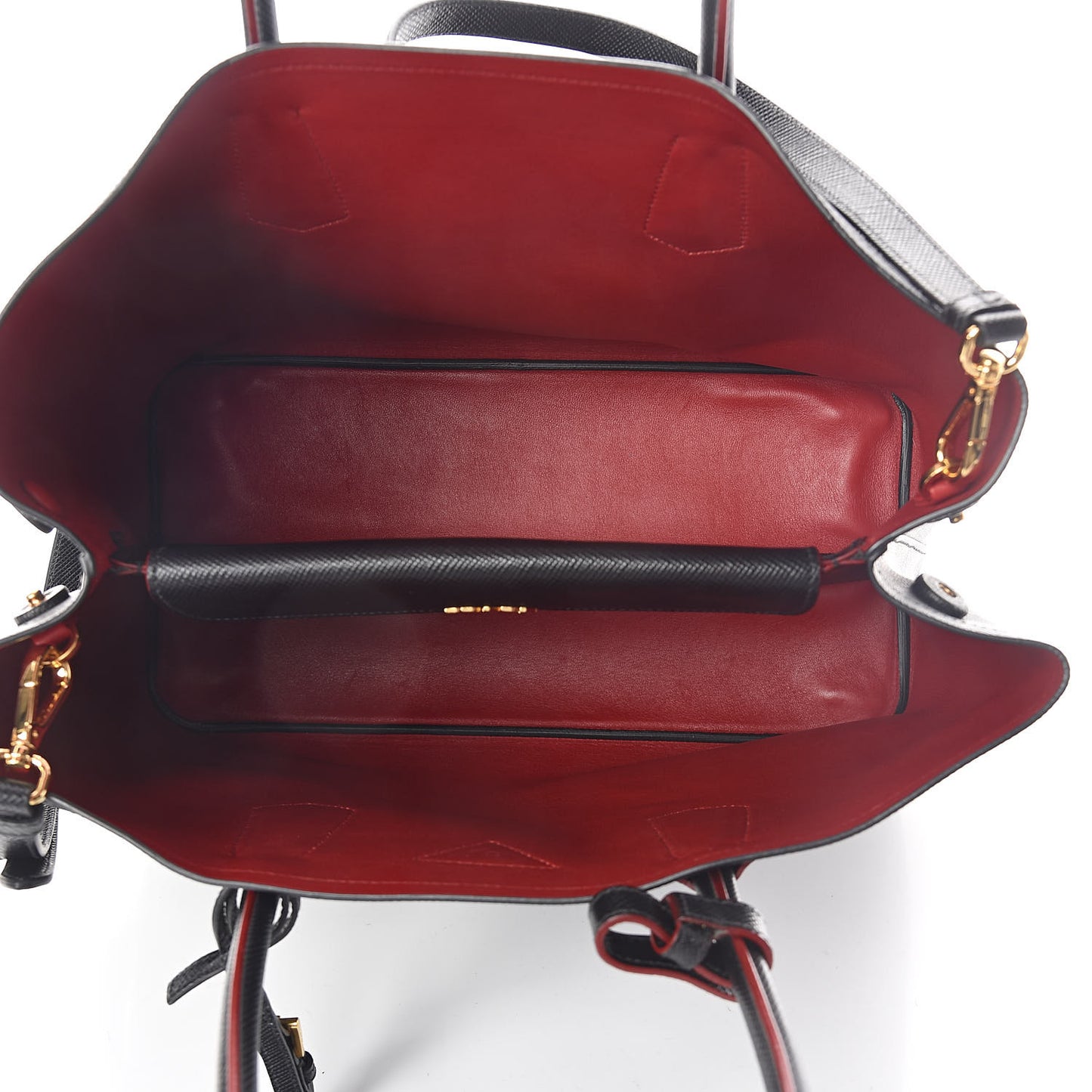 Saffiano Cuir Medium Double Bag Black Fuoco