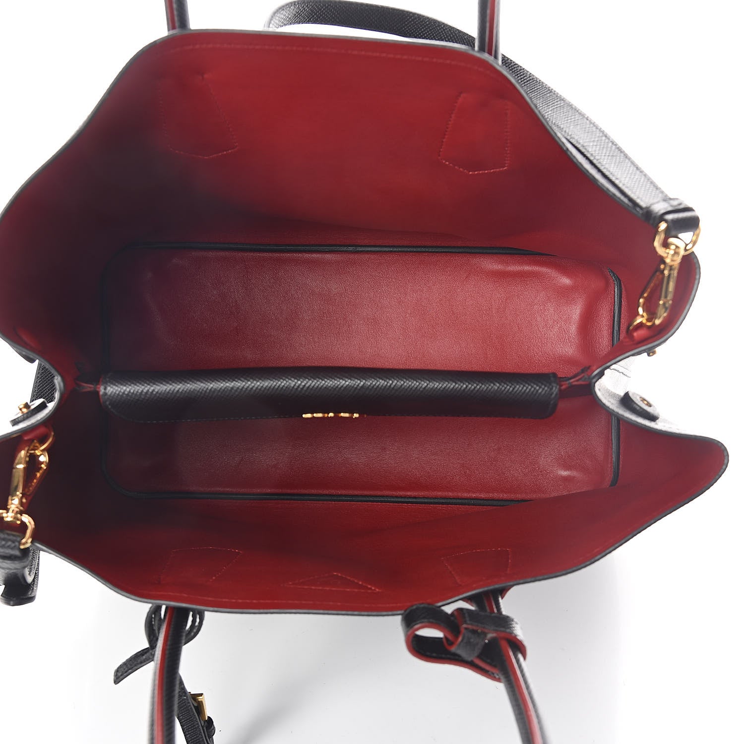 Prada Saffiano Cuir Medium Double Bag Black Fuoco 5 of 9