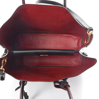 Prada Saffiano Cuir Medium Double Bag Black Fuoco 5 of 9