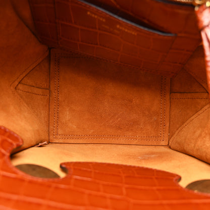 Proenza Schouler Calfskin Crocodile Embossed Small Pipe Bag Chestnut 5 of 13