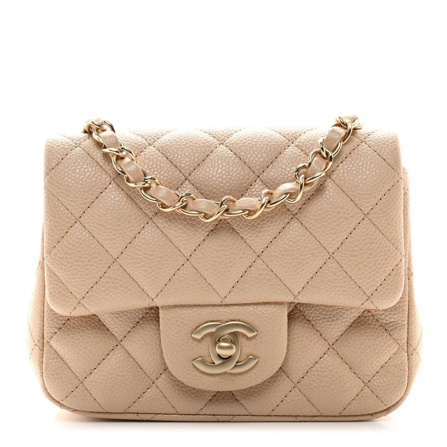 Chanel Caviar Quilted Mini Square Flap Beige 1 of 12