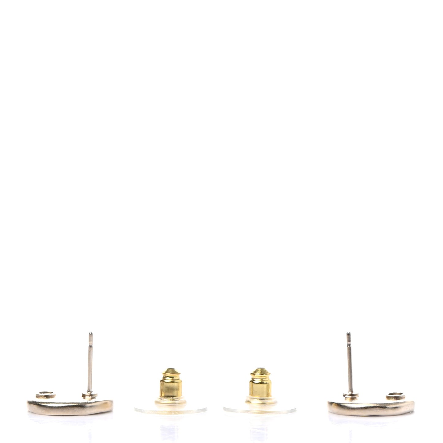 Metal Round CC Earrings Gold