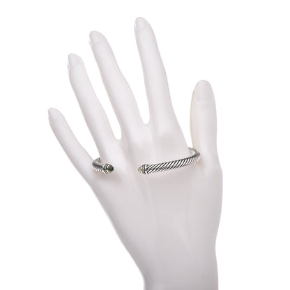 David Yurman Sterling Silver Diamond Peridot 5mm Cable Classics Bracelet 2 of 4