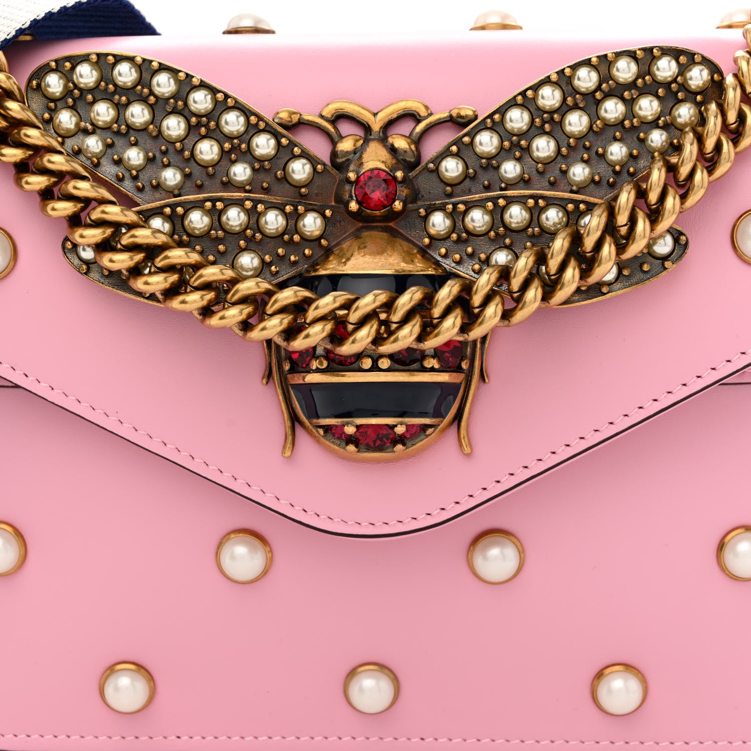 Gucci Nappa Pearl Studded Mini Queen Margaret Broadway Shoulder Bag Sugar Pink 9 of 12