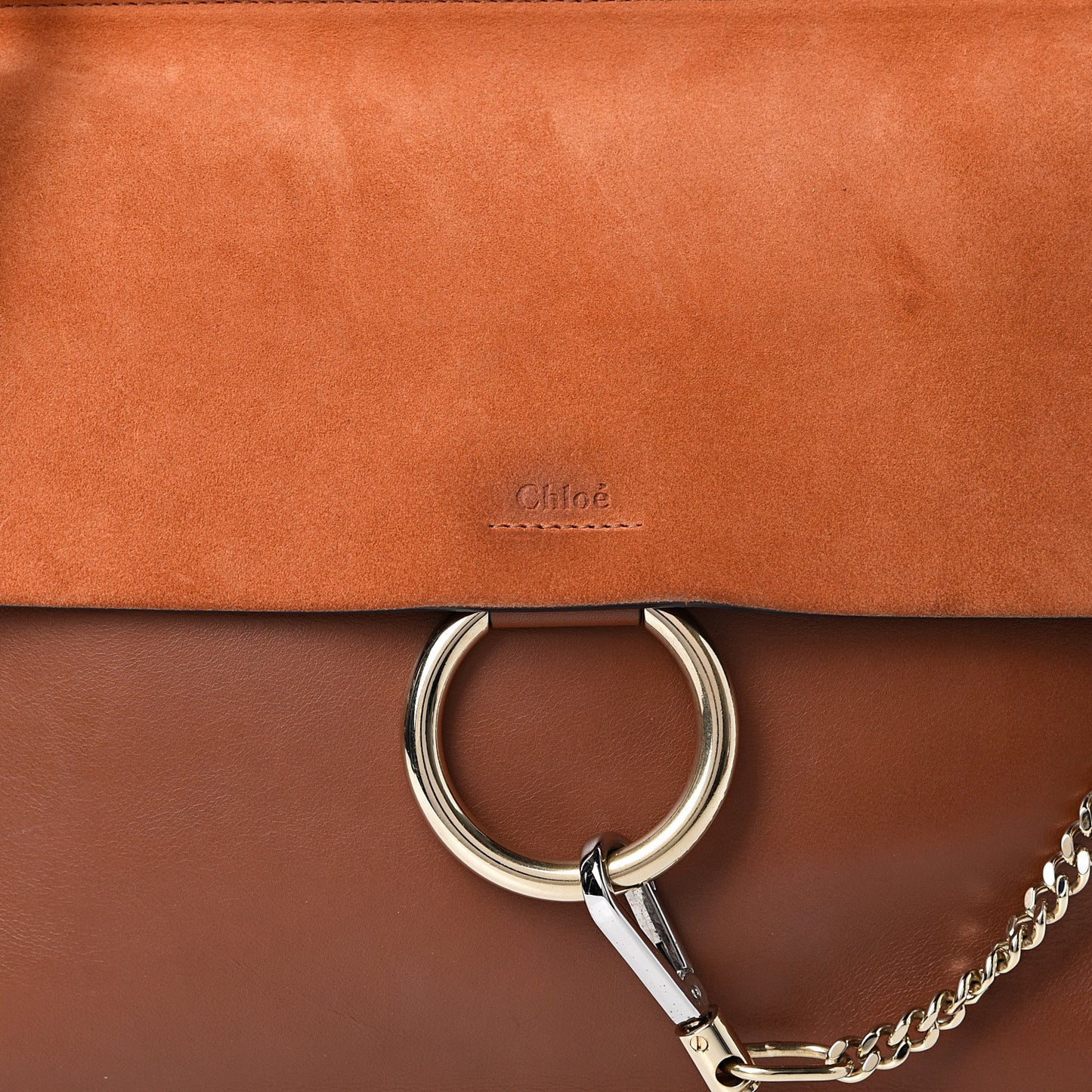 Suede Calfskin Medium Faye Shoulder Bag Tobacco