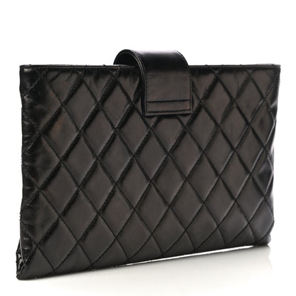 Chanel Aged Calfskin Quilted Zip Clutch Black 3 of 22