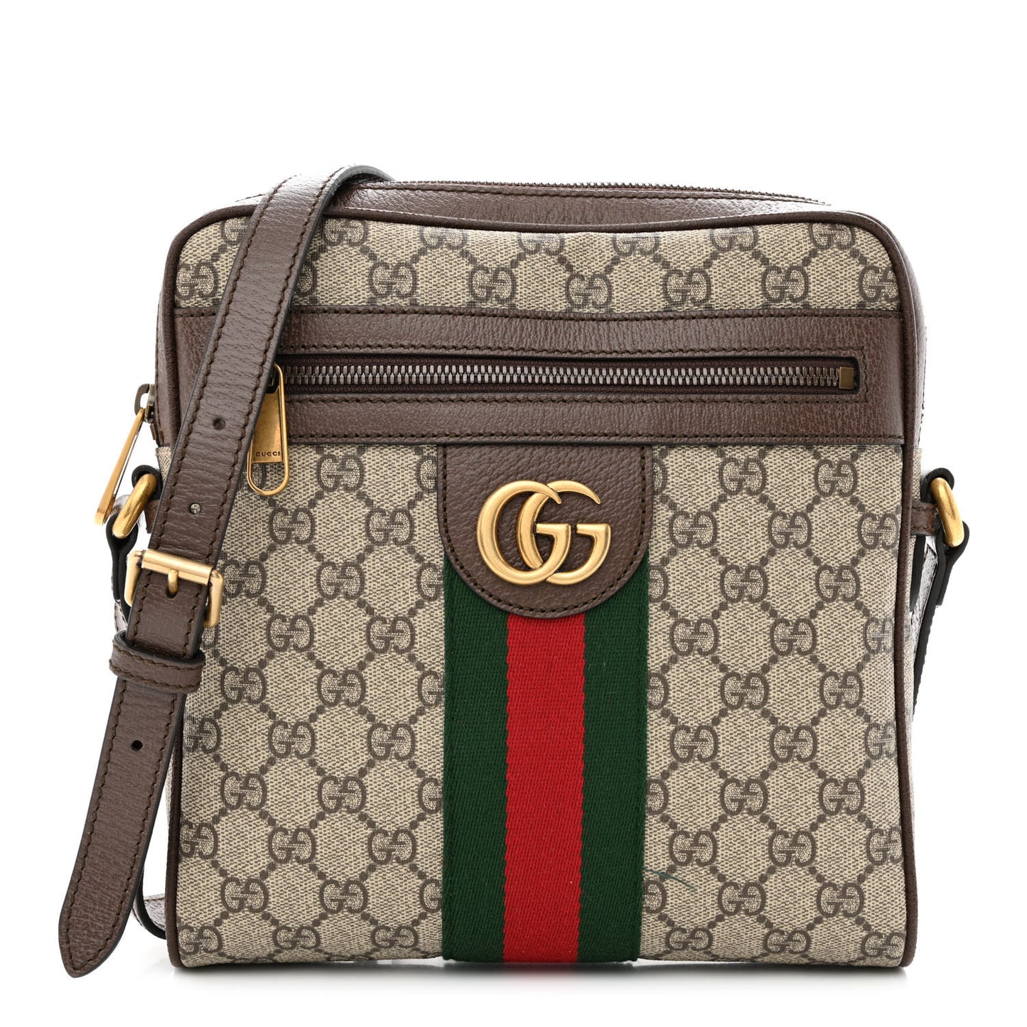 GG Supreme Monogram Web Small Ophidia Messenger Bag Brown