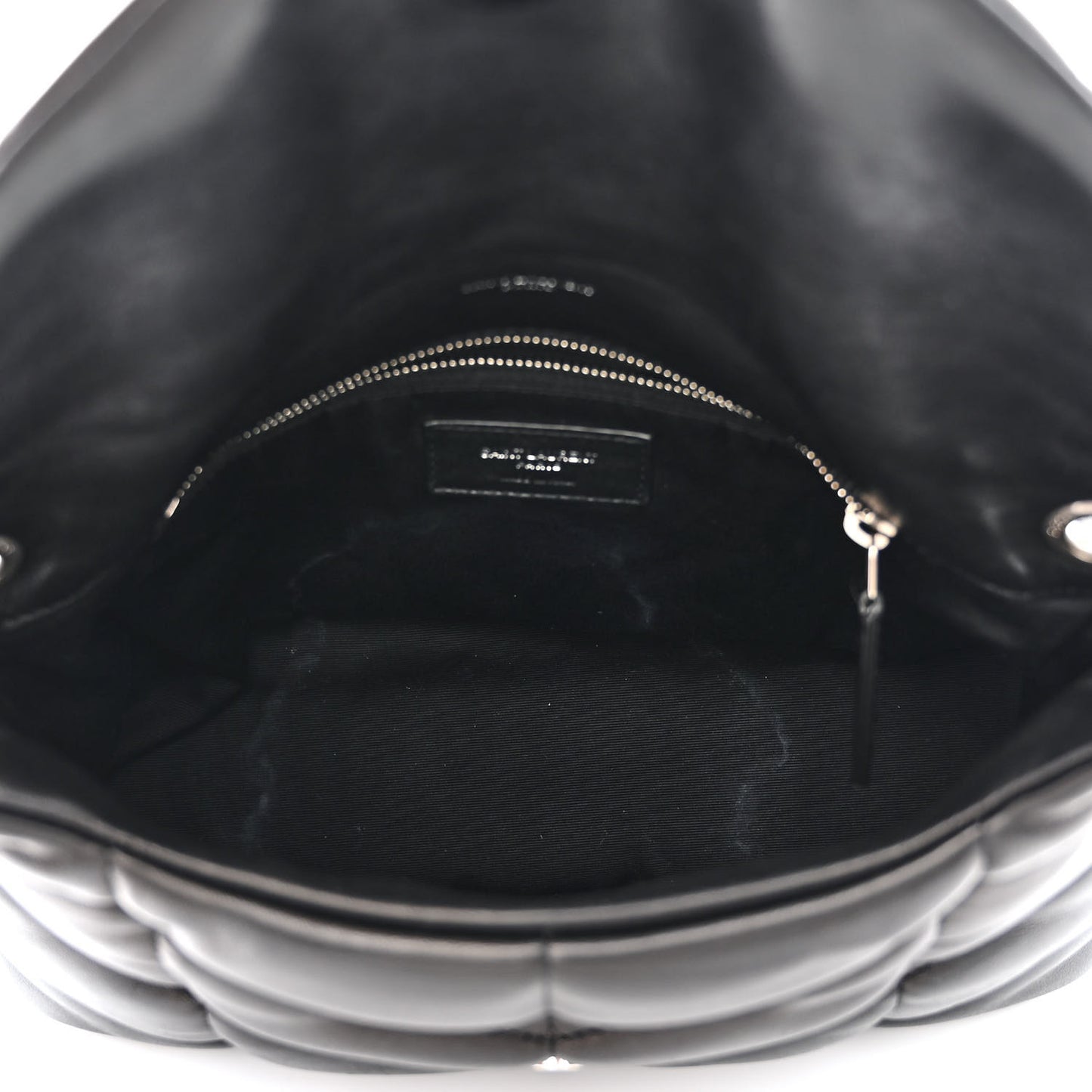 Lambskin Quilted Small Loulou Puffer Monogram Chain Satchel Black