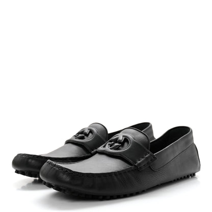 Gucci Soft Clove Calfskin Mens Interlocking G Driver Loafers 11 Black 3 of 10