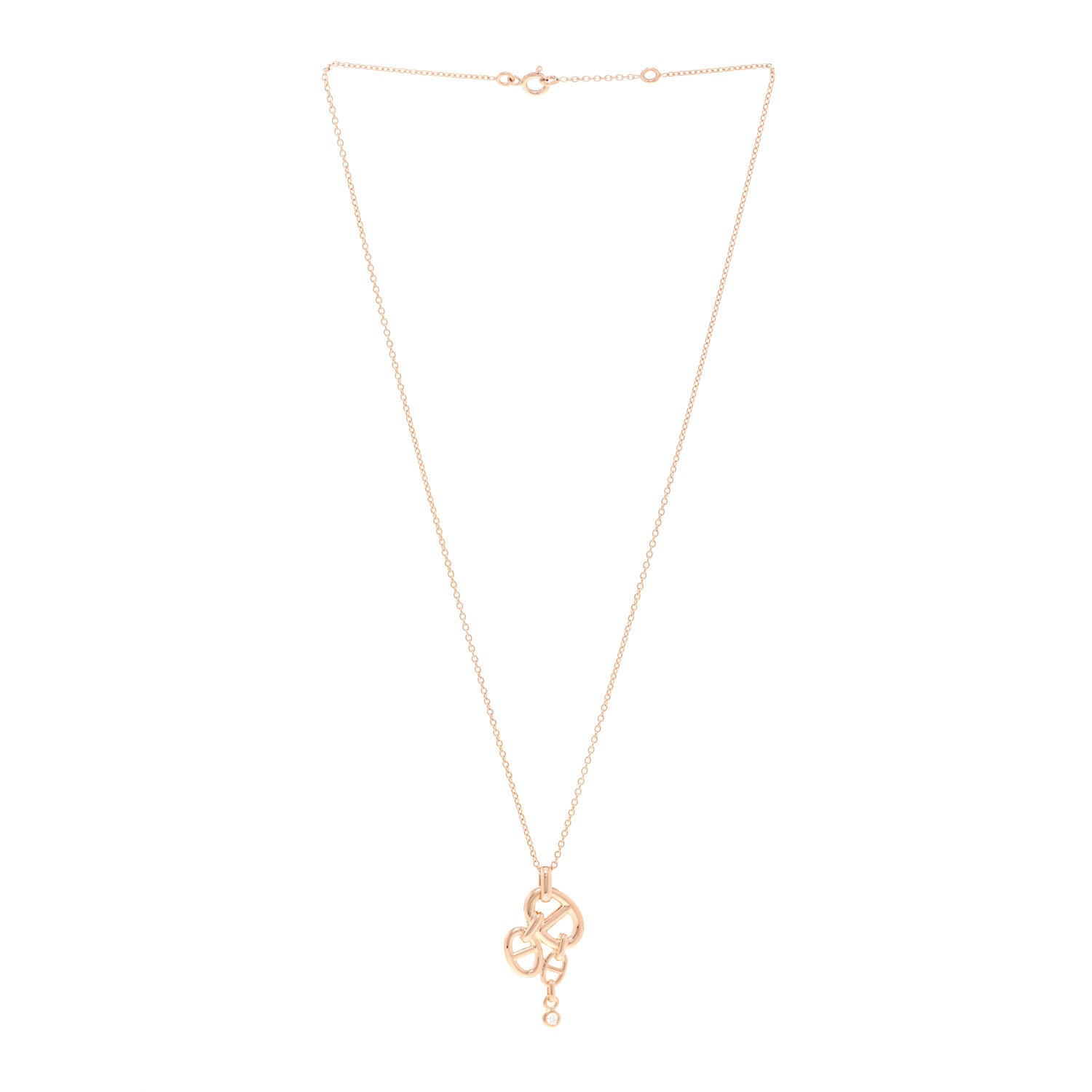 Hermes 18K Rose Gold Diamond Chaine D Ancre Enchainee Necklace MM 3 of 5