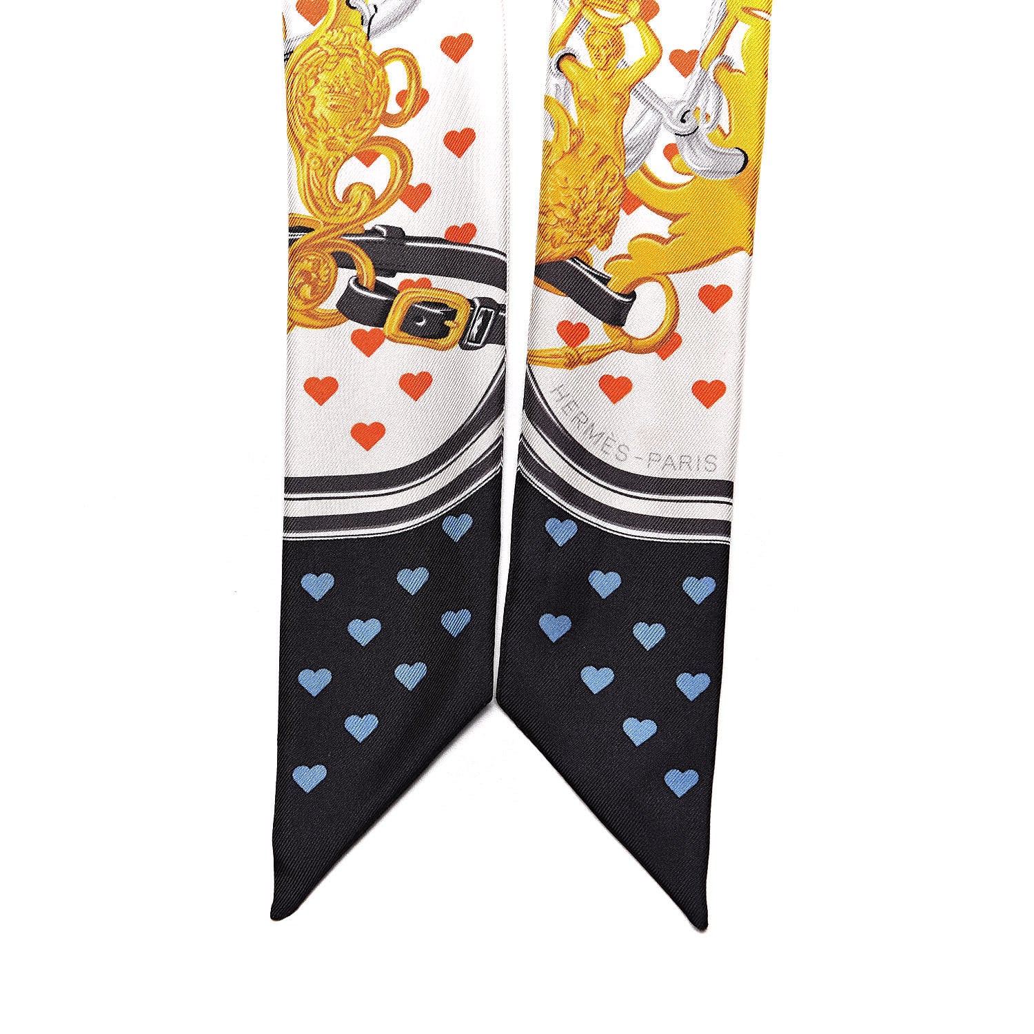 Hermes Silk Brides de Gala Love Twilly Creme Vieil Or Black 3 of 6