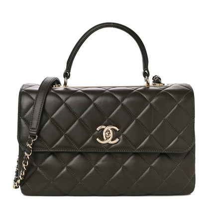 Chanel Lambskin Quilted Medium Trendy CC Flap Dual Handle Bag Dark Khaki 1 of 12