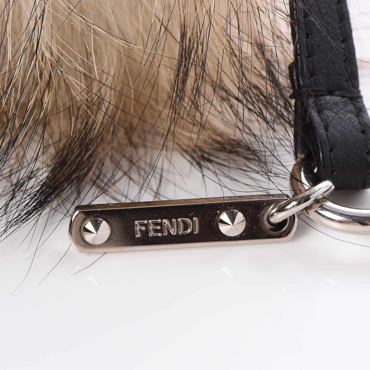 Fendi Mink Fox Rabbit Fur Vitello Flamingo Kurioso Monster Bag Bug Charm Beige Multicolor Black 3 of 6