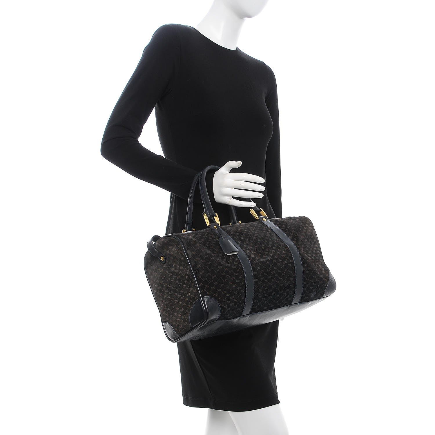 Gucci Velvet Mini GG Monogram Boston Duffle Bag Blue 2 of 15