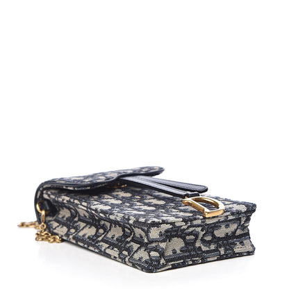 Christian Dior Oblique Saddle Chain Clutch Blue 4 of 10