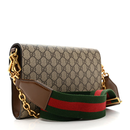 Gucci GG Supreme Monogram Azalea Calfskin Web Small Horsebit 1955 Crossbody Bag Beige Ebony Brown Sugar 3 of 10