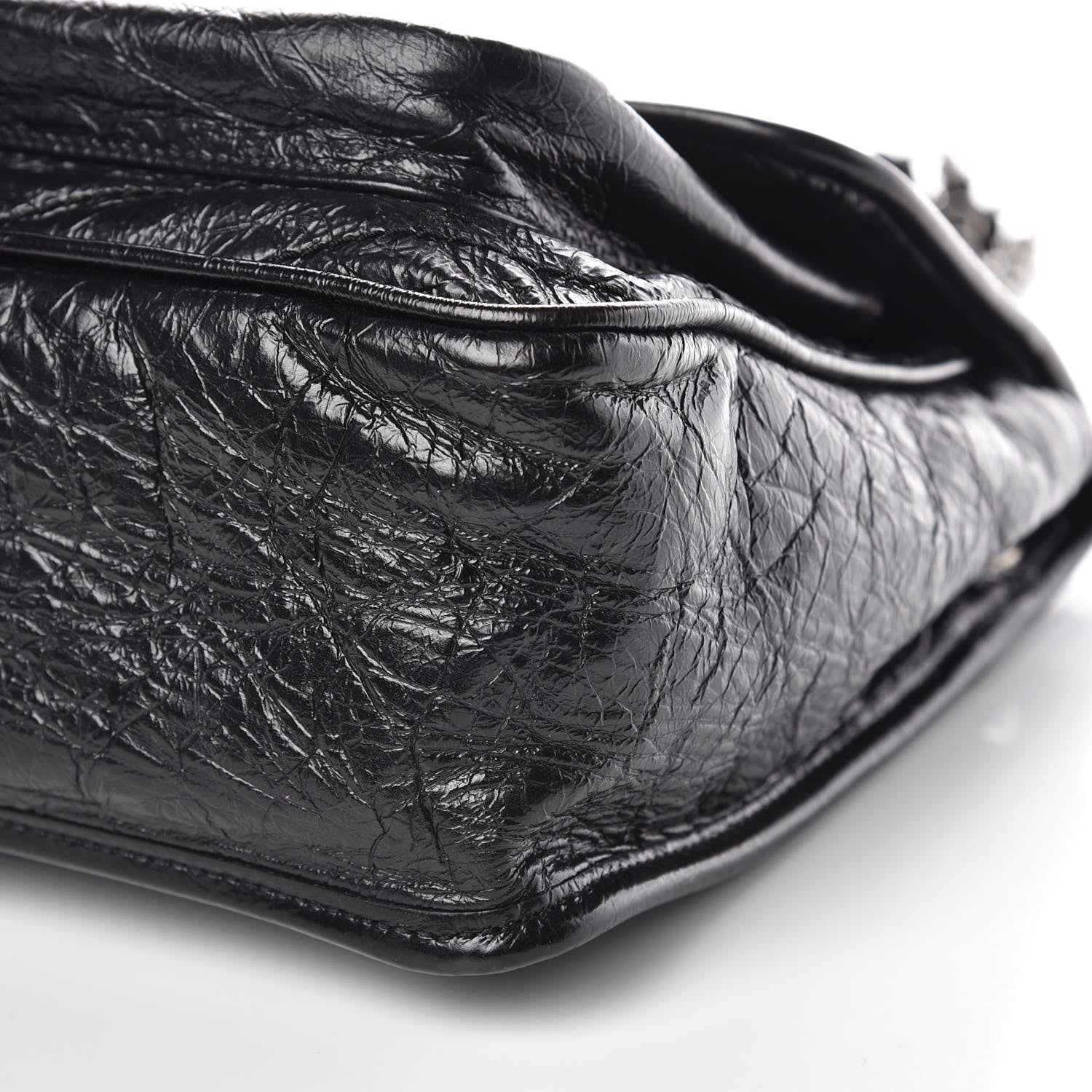Saint Laurent Crinkled Calfskin Matelasse Monogram Medium Niki Chain Satchel Black 10 of 11