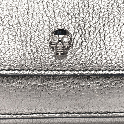 Alexander McQueen Metallic Calfskin Skull Short Flap Wallet Silver 8 of 9