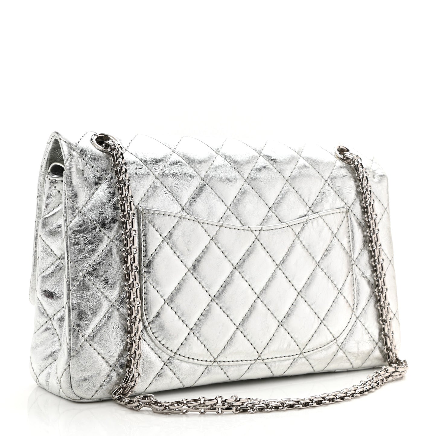 Metallic Aged Calfskin Quilted 2.55 Reissue 226 Flap Silver