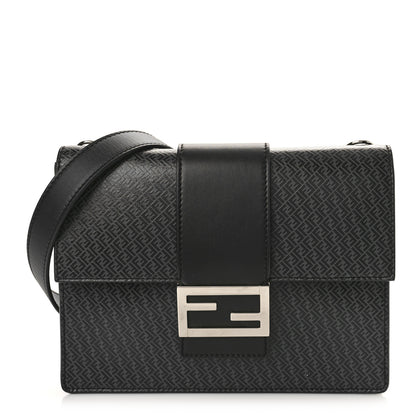 Fendi Vitello Grace Light Micro FF Embossed Medium Flat Baguette Asfalto Black 1 of 8