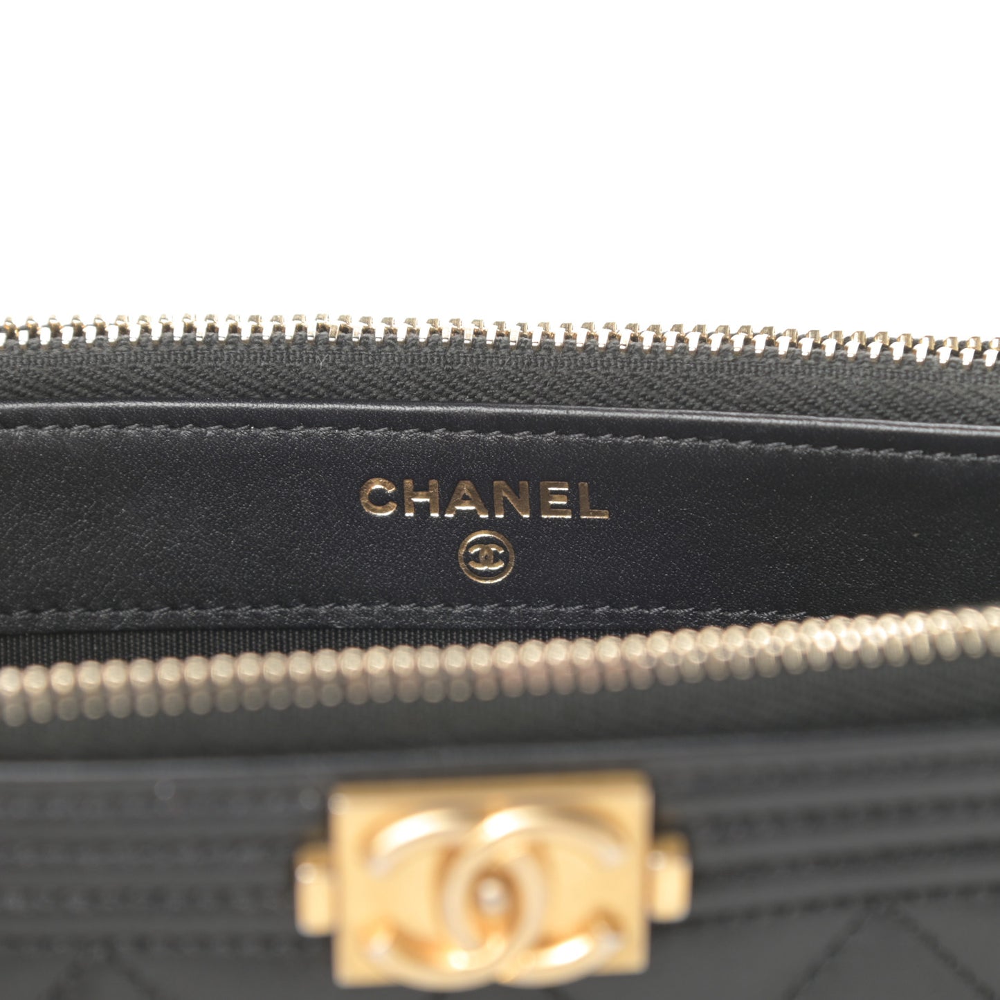 Lambskin Quilted Small Boy Clutch With Chain Black