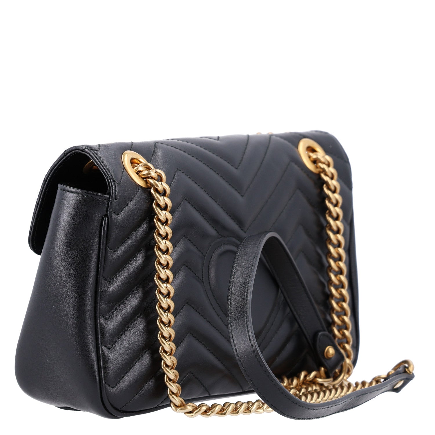 Gucci Calfskin Matelasse Small GG Marmont Shoulder Bag Black 3 of 10