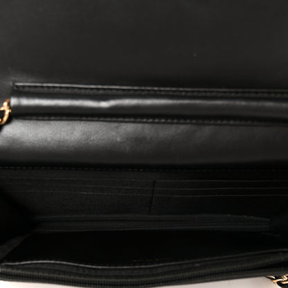 Chanel Lambskin Camellia Embossed Wallet On Chain WOC Black Gold 5 of 11