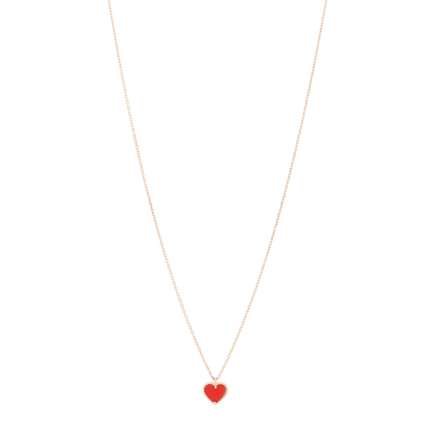 18K Rose Gold Carnelian Sweet Alhambra Heart Pendant Necklace