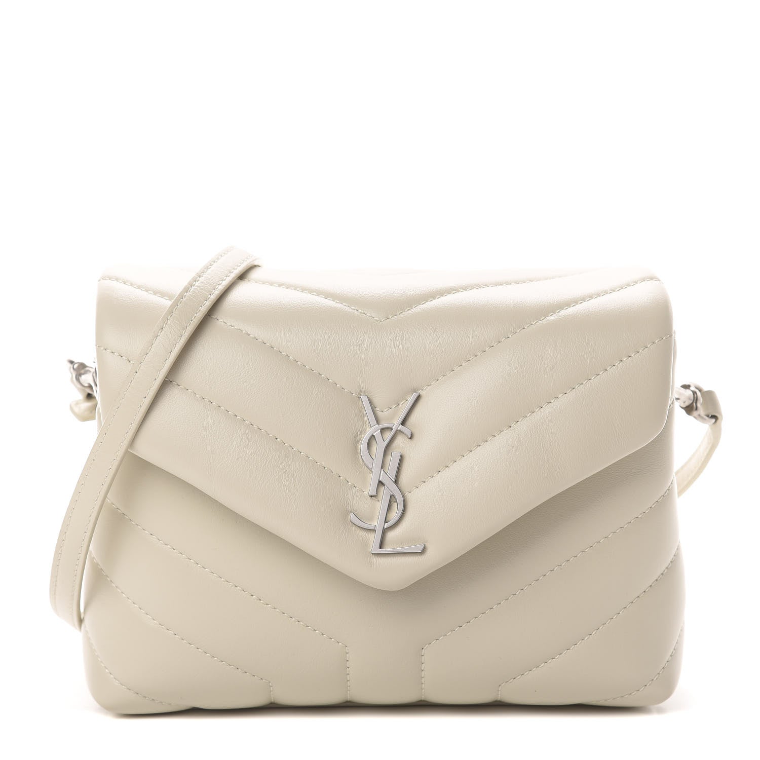 Saint Laurent Calfskin Y Quilted Monogram Toy Loulou Crossbody Bag Ivory 1 of 11