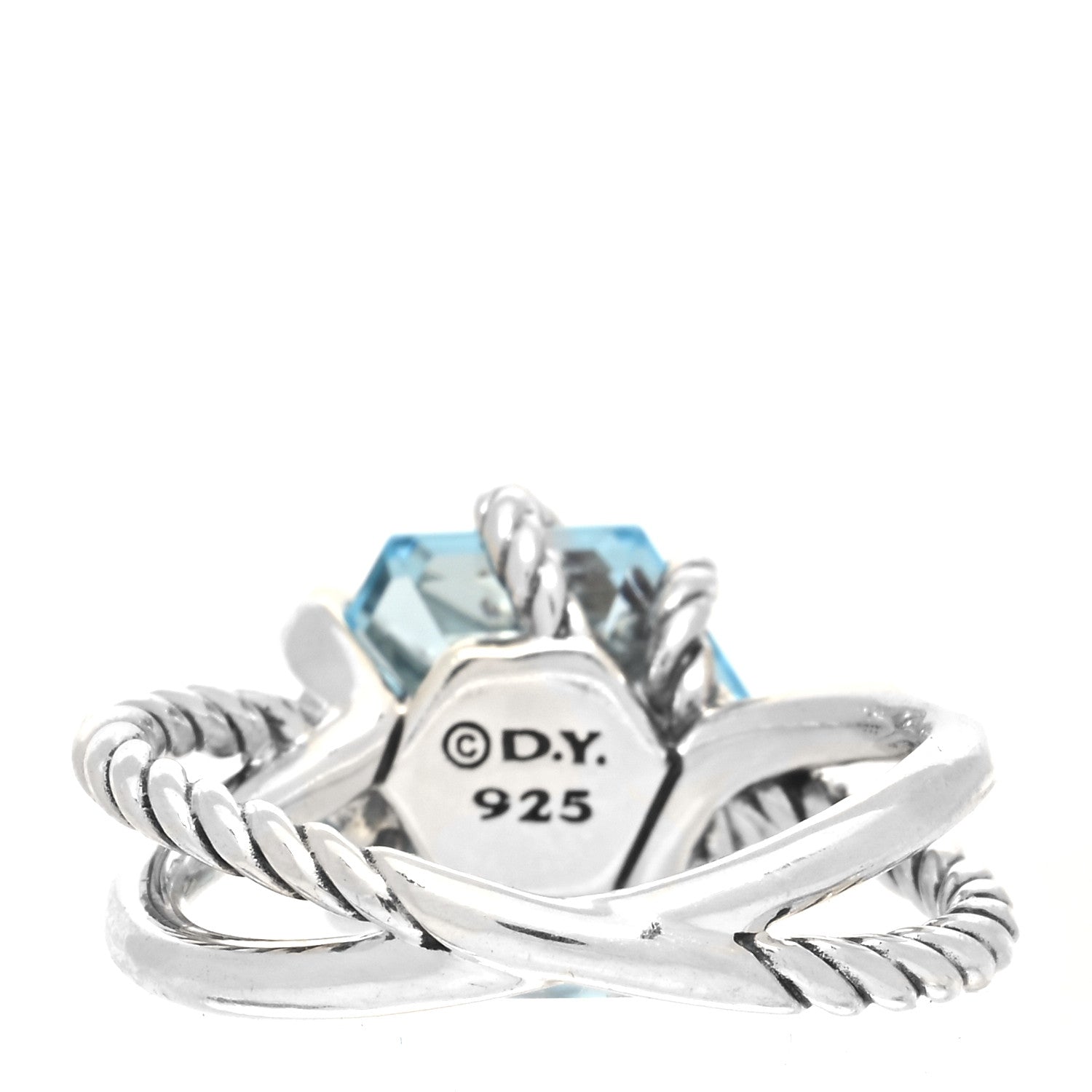 David Yurman Sterling Silver Diamond Blue Topaz 10mm Cable Wrap Ring 50 5.5 3 of 4