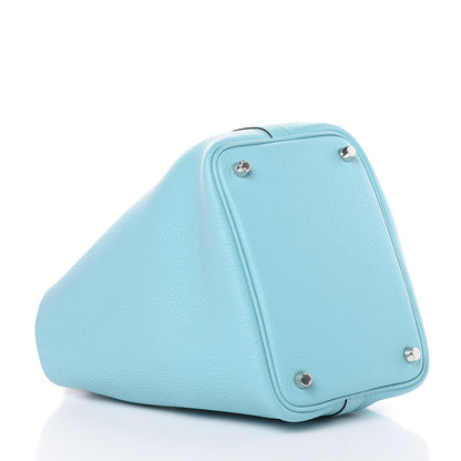 Hermes Taurillon Clemence Picotin Lock 18 PM Bleu Atoll 4 of 9