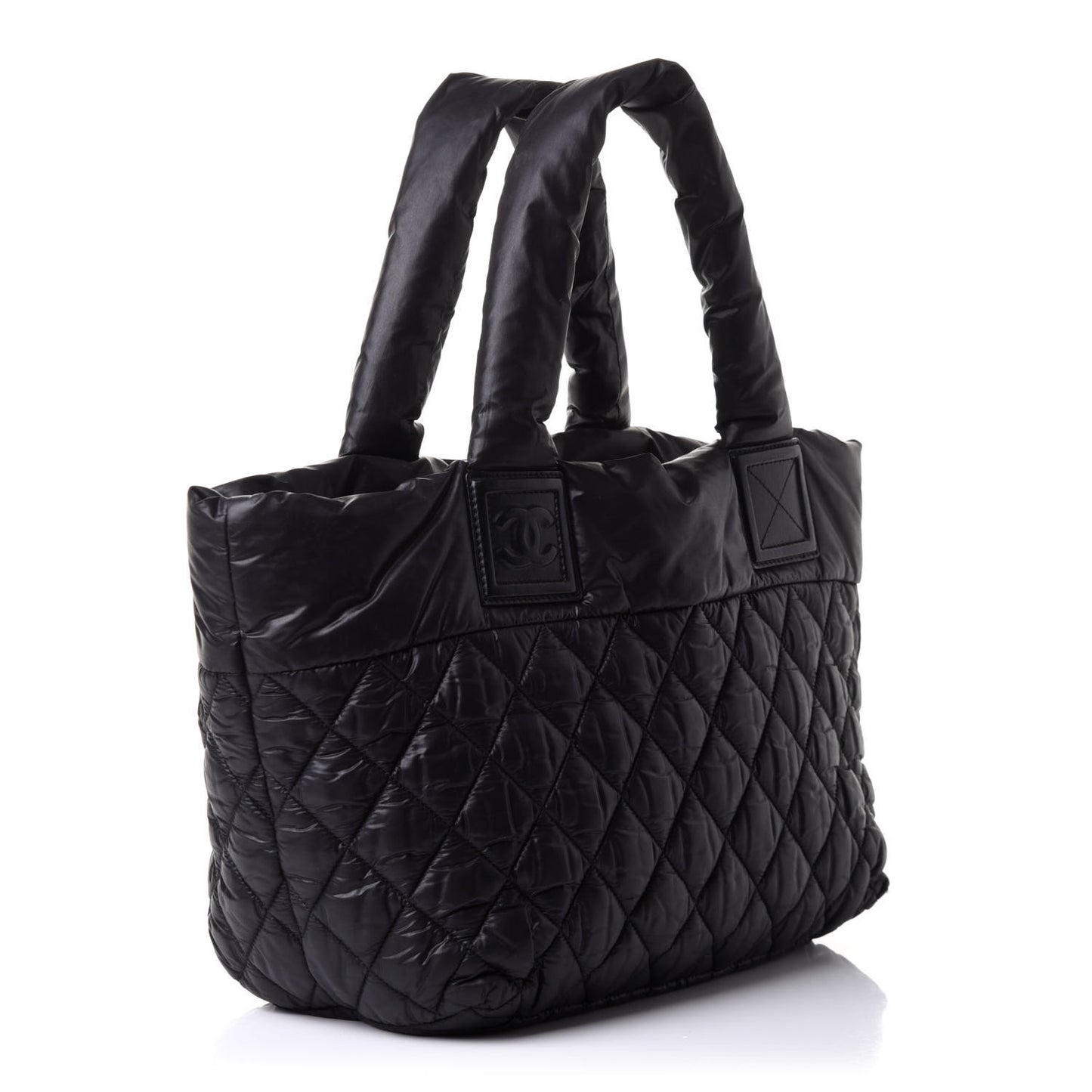 Nylon Quilted Coco Cocoon Medium Reversible Tote Black Red