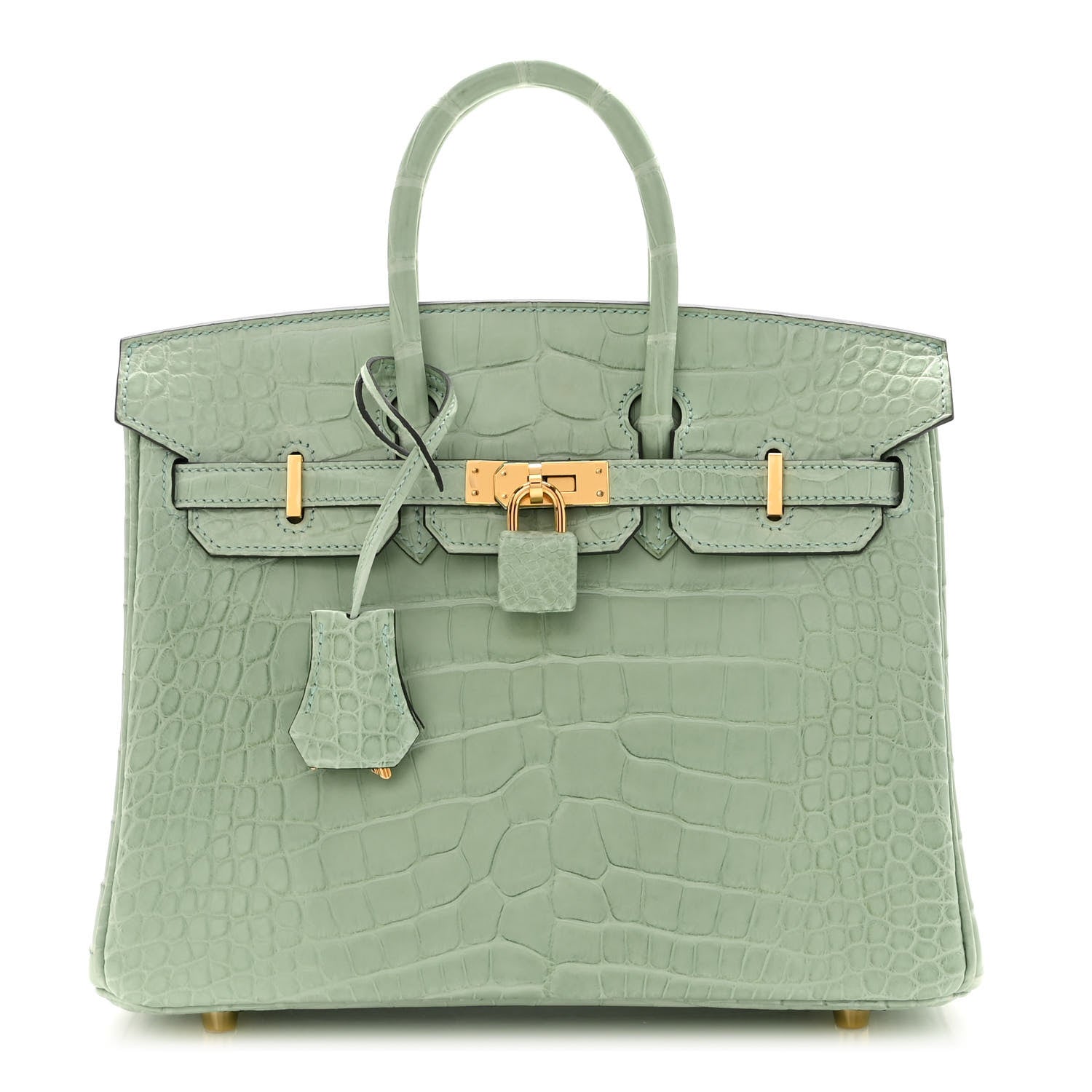 Hermes Matte Alligator Birkin 25 Vert D'eau 1 of 12