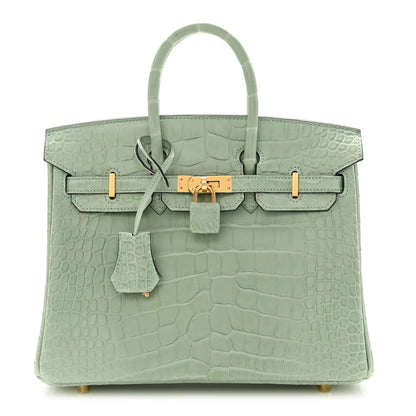 Hermes Matte Alligator Birkin 25 Vert D'eau 1 of 12