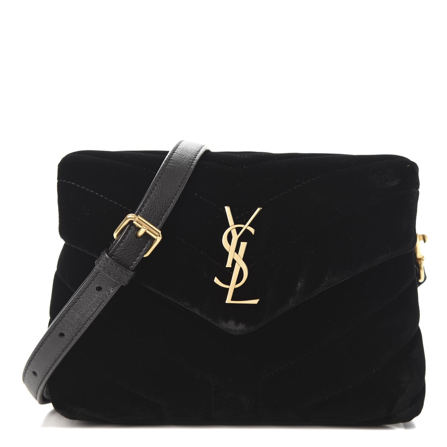 Saint Laurent Velvet Y Quilted Monogram Toy Loulou Chain Satchel French Black 1 of 10
