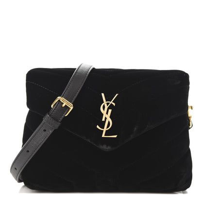 Saint Laurent Velvet Y Quilted Monogram Toy Loulou Chain Satchel French Black 1 of 10